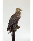 Bronze Statue of an Eagle Perched on a Branch with Gold and Silver Highlights-8. Asian & Chinese Furniture, Art, Antiques, Vintage Home Décor for sale at FEA Home