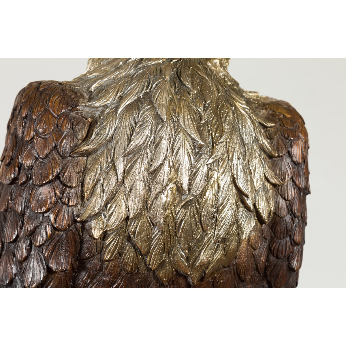 Bronze Statue of an Eagle Perched on a Branch with Gold and Silver Highlights-9. Asian & Chinese Furniture, Art, Antiques, Vintage Home Décor for sale at FEA Home