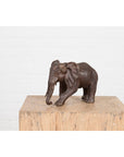 Walking Baby Elephant Lost Wax Cast Bronze Tabletop Sculpture with Dark Patina-10. Asian & Chinese Furniture, Art, Antiques, Vintage Home Décor for sale at FEA Home
