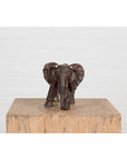 Walking Baby Elephant Lost Wax Cast Bronze Tabletop Sculpture with Dark Patina-11. Asian & Chinese Furniture, Art, Antiques, Vintage Home Décor for sale at FEA Home