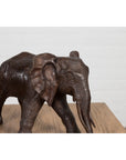 Walking Baby Elephant Lost Wax Cast Bronze Tabletop Sculpture with Dark Patina-13. Asian & Chinese Furniture, Art, Antiques, Vintage Home Décor for sale at FEA Home