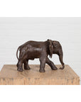 Walking Baby Elephant Lost Wax Cast Bronze Tabletop Sculpture with Dark Patina-14. Asian & Chinese Furniture, Art, Antiques, Vintage Home Décor for sale at FEA Home