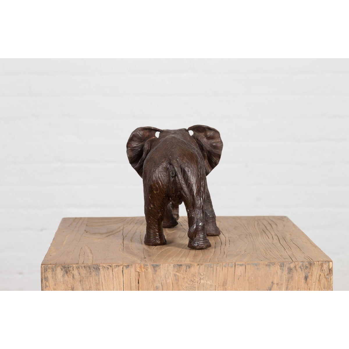 Walking Baby Elephant Lost Wax Cast Bronze Tabletop Sculpture with Dark Patina-15. Asian & Chinese Furniture, Art, Antiques, Vintage Home Décor for sale at FEA Home
