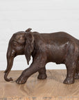 Walking Baby Elephant Lost Wax Cast Bronze Tabletop Sculpture with Dark Patina-2. Asian & Chinese Furniture, Art, Antiques, Vintage Home Décor for sale at FEA Home