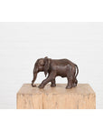 Walking Baby Elephant Lost Wax Cast Bronze Tabletop Sculpture with Dark Patina-4. Asian & Chinese Furniture, Art, Antiques, Vintage Home Décor for sale at FEA Home