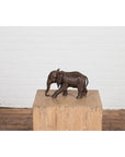 Walking Baby Elephant Lost Wax Cast Bronze Tabletop Sculpture with Dark Patina-5. Asian & Chinese Furniture, Art, Antiques, Vintage Home Décor for sale at FEA Home