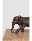 Walking Baby Elephant Lost Wax Cast Bronze Tabletop Sculpture with Dark Patina-7. Asian & Chinese Furniture, Art, Antiques, Vintage Home Décor for sale at FEA Home