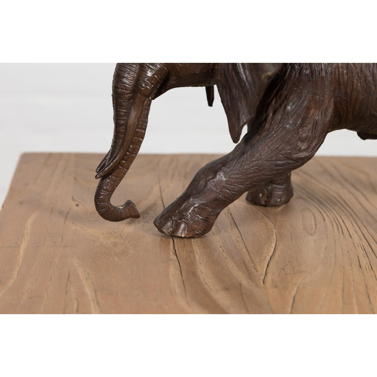 Walking Baby Elephant Lost Wax Cast Bronze Tabletop Sculpture with Dark Patina-9. Asian & Chinese Furniture, Art, Antiques, Vintage Home Décor for sale at FEA Home