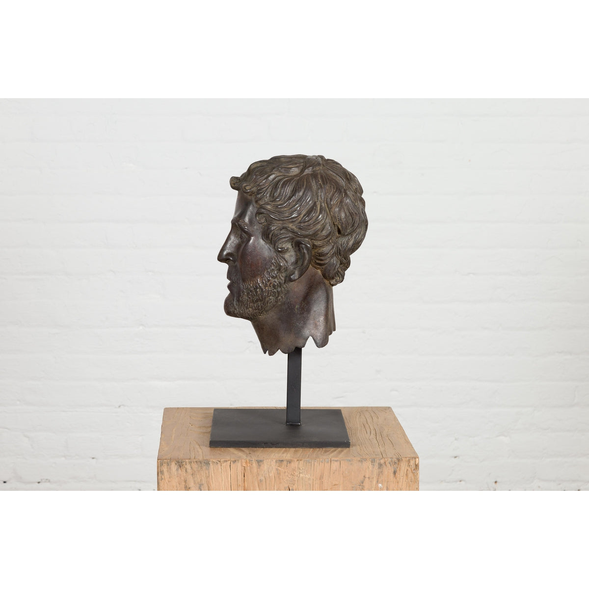 Greco Roman Bronze Tabletop Head Sculpture-13. Asian & Chinese Furniture, Art, Antiques, Vintage Home Décor for sale at FEA Home