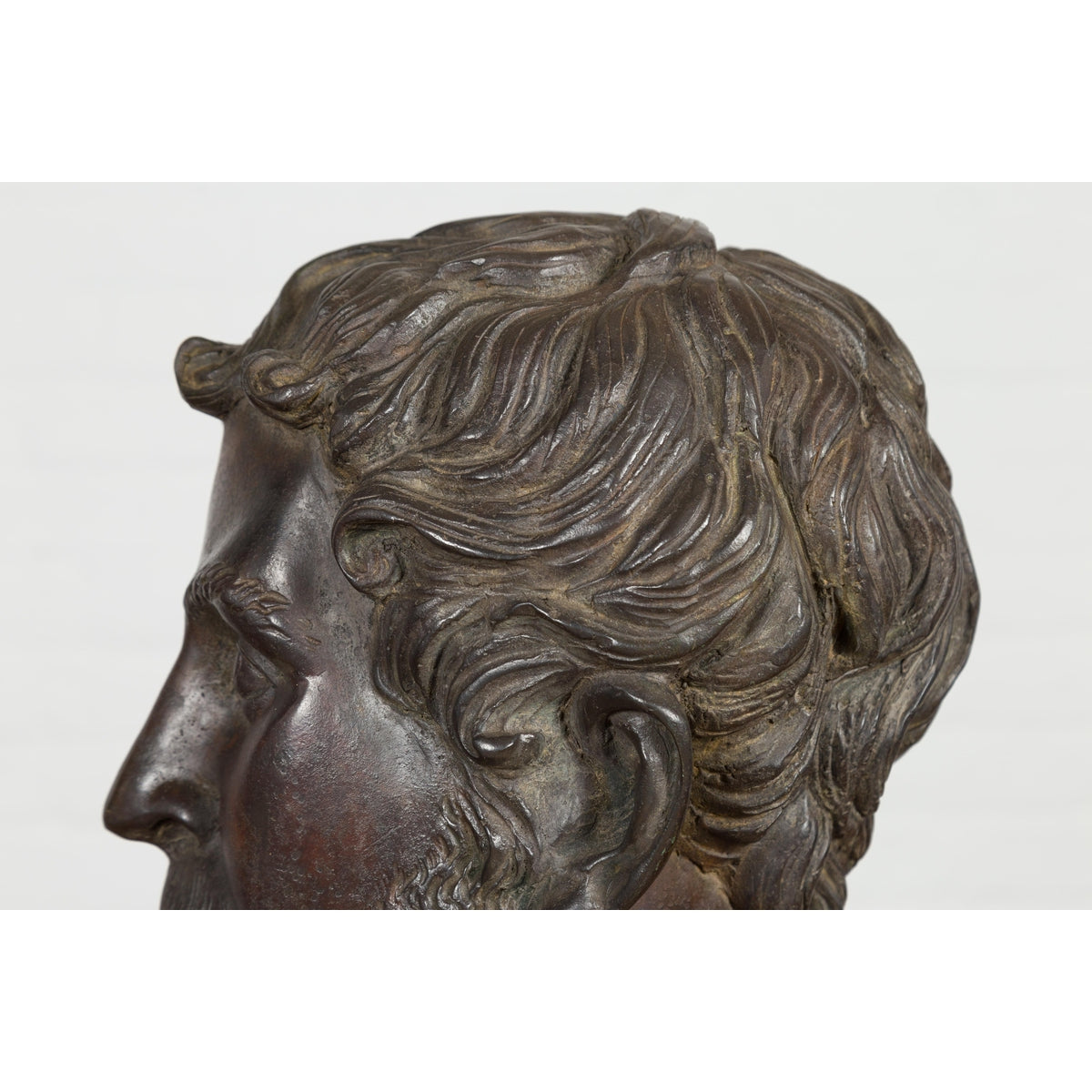 Greco Roman Bronze Tabletop Head Sculpture-14. Asian & Chinese Furniture, Art, Antiques, Vintage Home Décor for sale at FEA Home