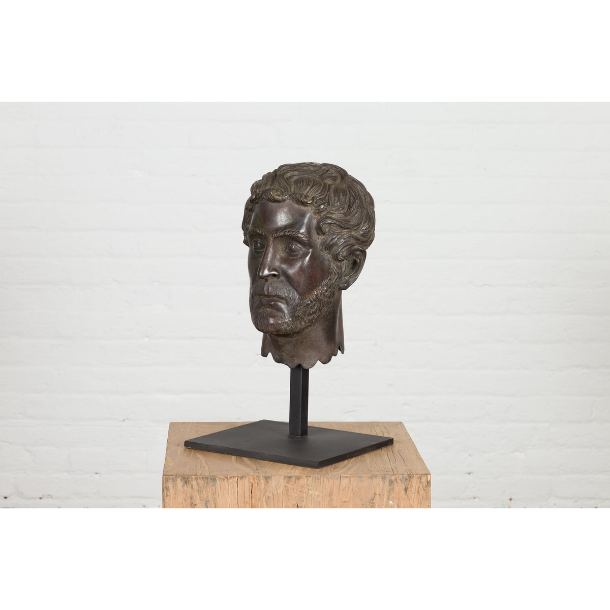 Greco Roman Bronze Tabletop Head Sculpture-16. Asian & Chinese Furniture, Art, Antiques, Vintage Home Décor for sale at FEA Home