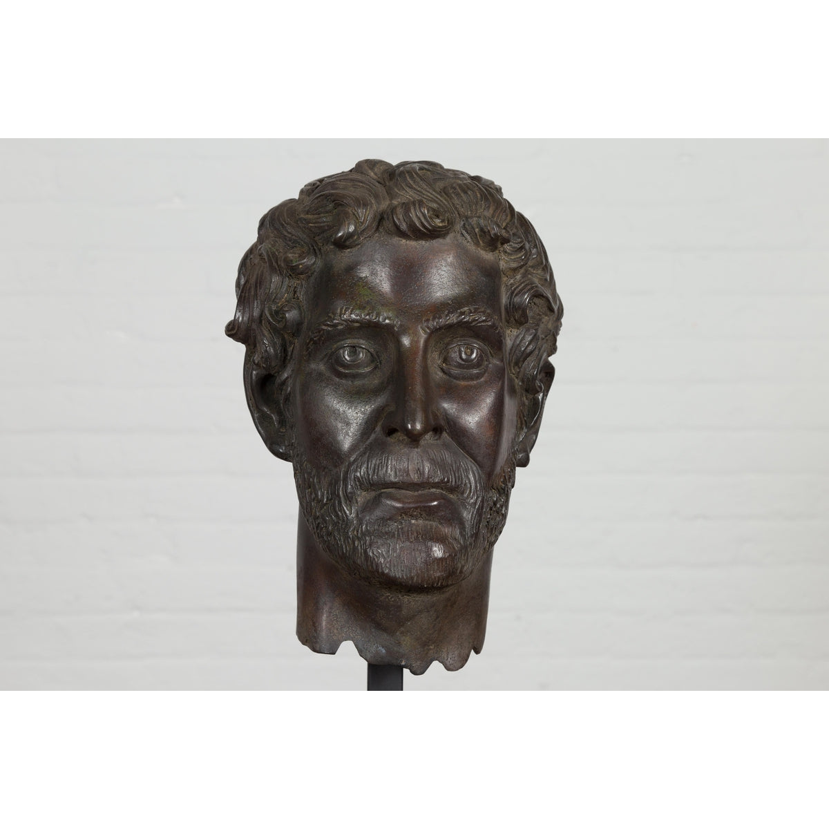 Greco Roman Bronze Tabletop Head Sculpture-4. Asian & Chinese Furniture, Art, Antiques, Vintage Home Décor for sale at FEA Home
