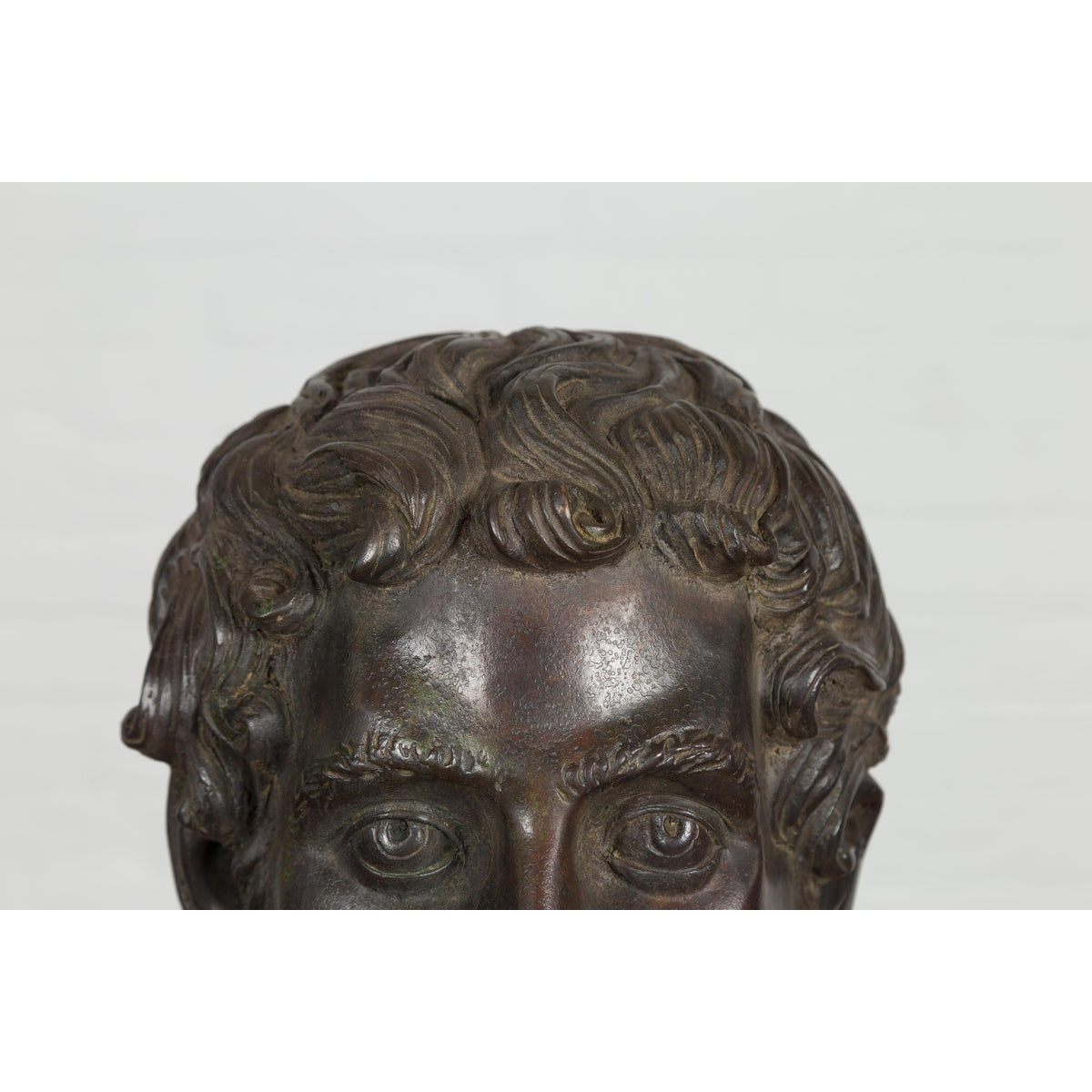 Greco Roman Bronze Tabletop Head Sculpture-5. Asian & Chinese Furniture, Art, Antiques, Vintage Home Décor for sale at FEA Home