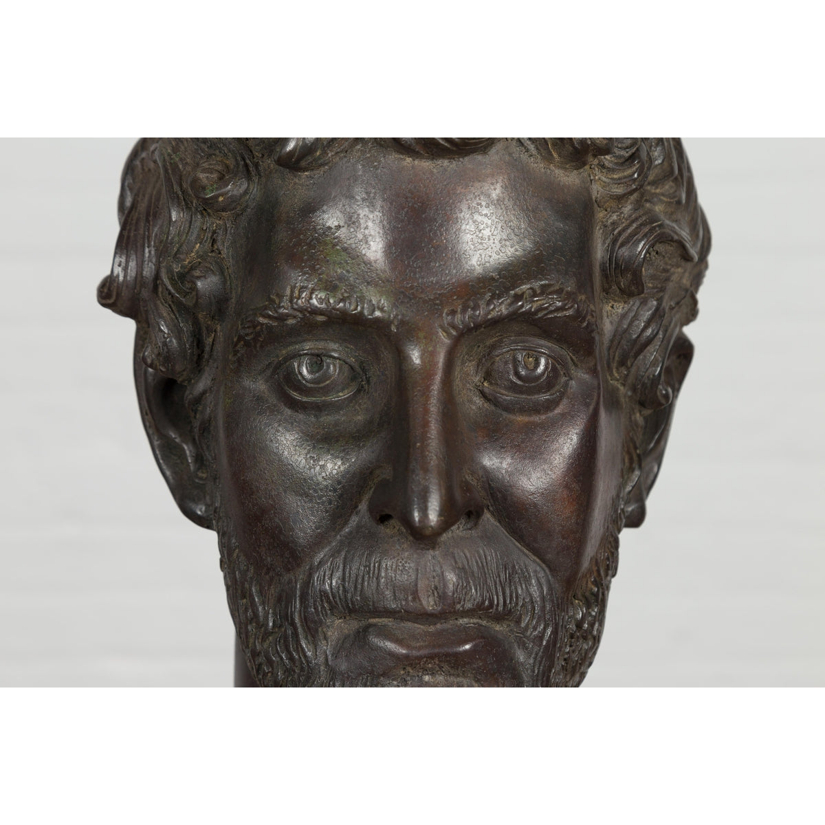 Greco Roman Bronze Tabletop Head Sculpture-6. Asian & Chinese Furniture, Art, Antiques, Vintage Home Décor for sale at FEA Home
