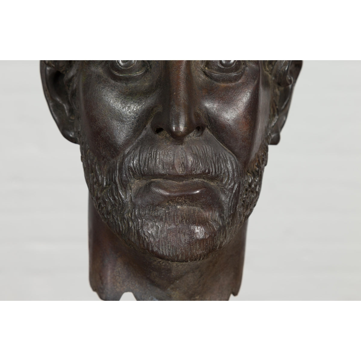 Greco Roman Bronze Tabletop Head Sculpture-7. Asian & Chinese Furniture, Art, Antiques, Vintage Home Décor for sale at FEA Home