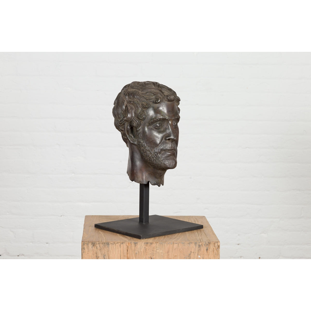 Greco Roman Bronze Tabletop Head Sculpture-8. Asian & Chinese Furniture, Art, Antiques, Vintage Home Décor for sale at FEA Home