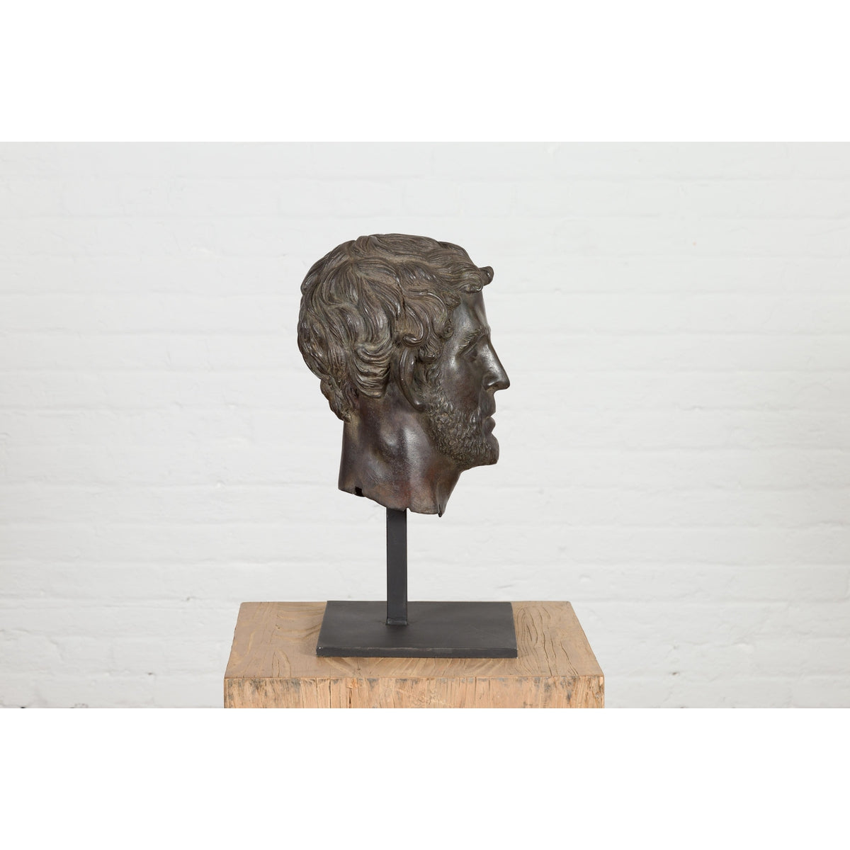Greco Roman Bronze Tabletop Head Sculpture-9. Asian & Chinese Furniture, Art, Antiques, Vintage Home Décor for sale at FEA Home