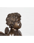 Lost Wax Bronze Statue of a Winged Cherub Standing on a Shell in Dark Patina-11. Asian & Chinese Furniture, Art, Antiques, Vintage Home Décor for sale at FEA Home