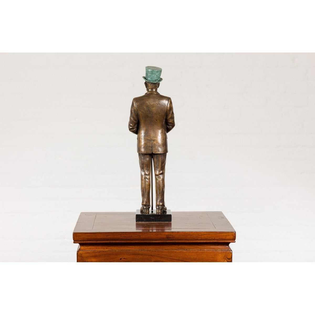 Man Wearing Top Hat Bronze Tabletop Statuette with Gold and Verdigris Patina-15. Asian & Chinese Furniture, Art, Antiques, Vintage Home Décor for sale at FEA Home
