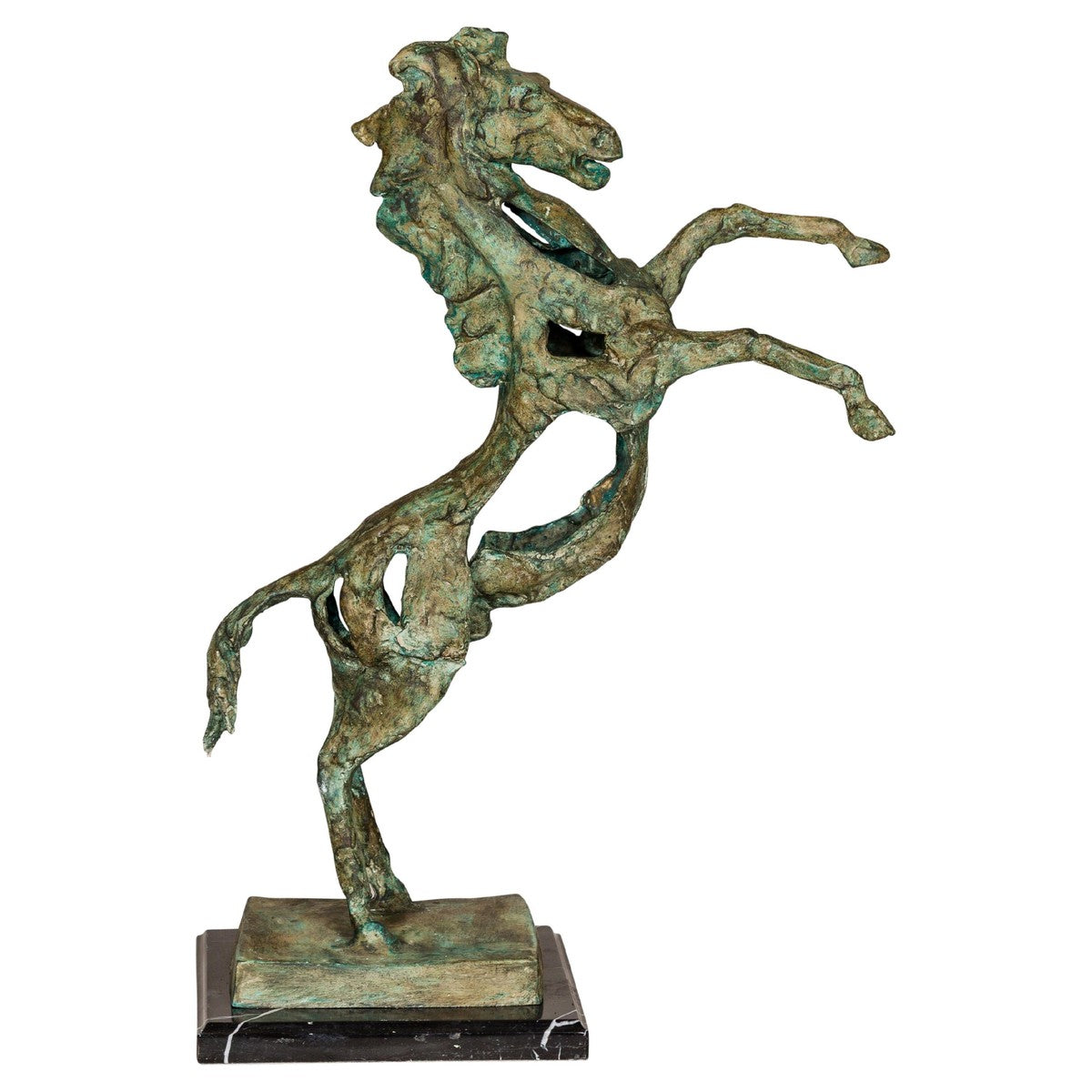 Tabletop Bronze Statue of a Rearing Horse on Custom Marble Base-14. Asian & Chinese Furniture, Art, Antiques, Vintage Home Décor for sale at FEA Home