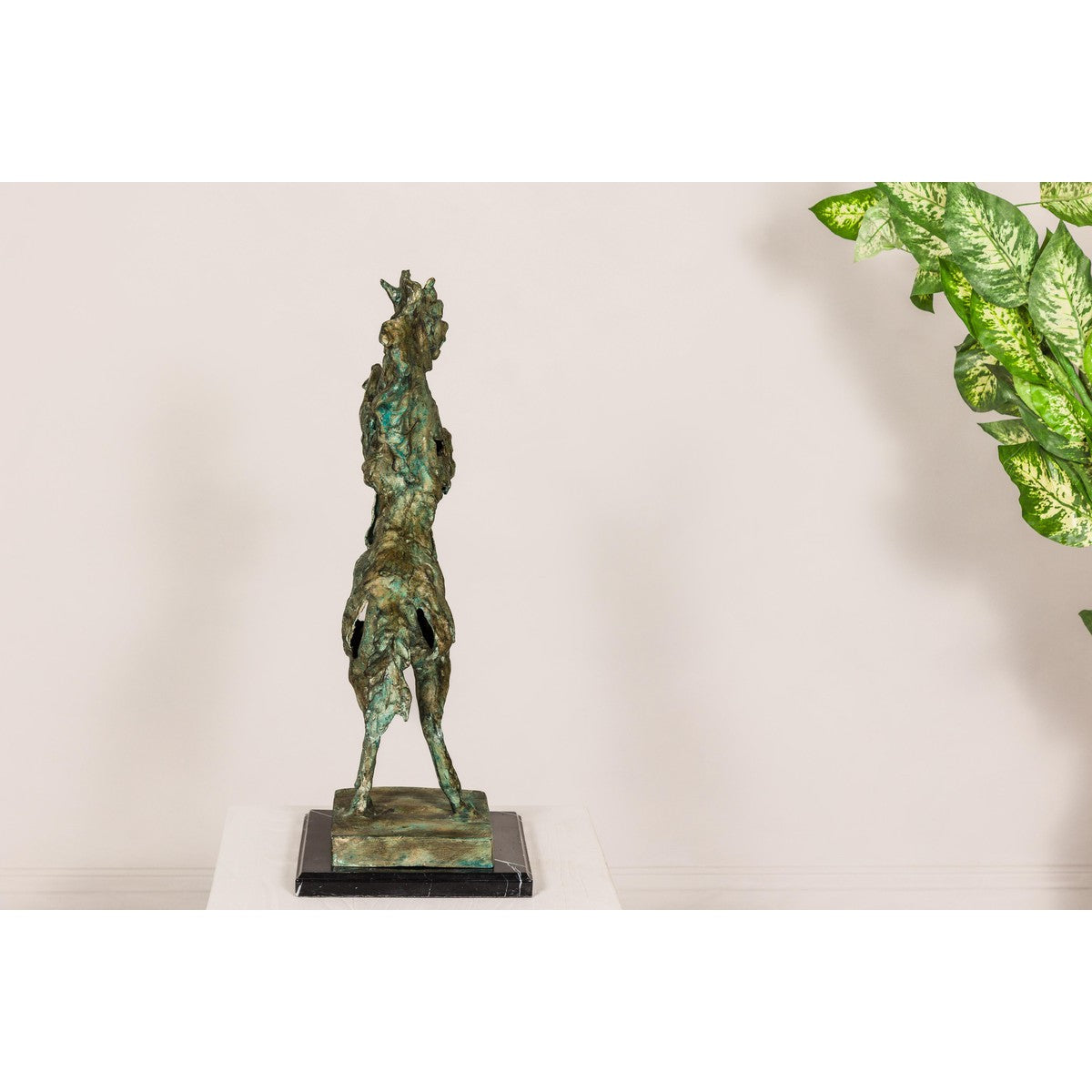 Tabletop Bronze Statue of a Rearing Horse on Custom Marble Base-11. Asian & Chinese Furniture, Art, Antiques, Vintage Home Décor for sale at FEA Home