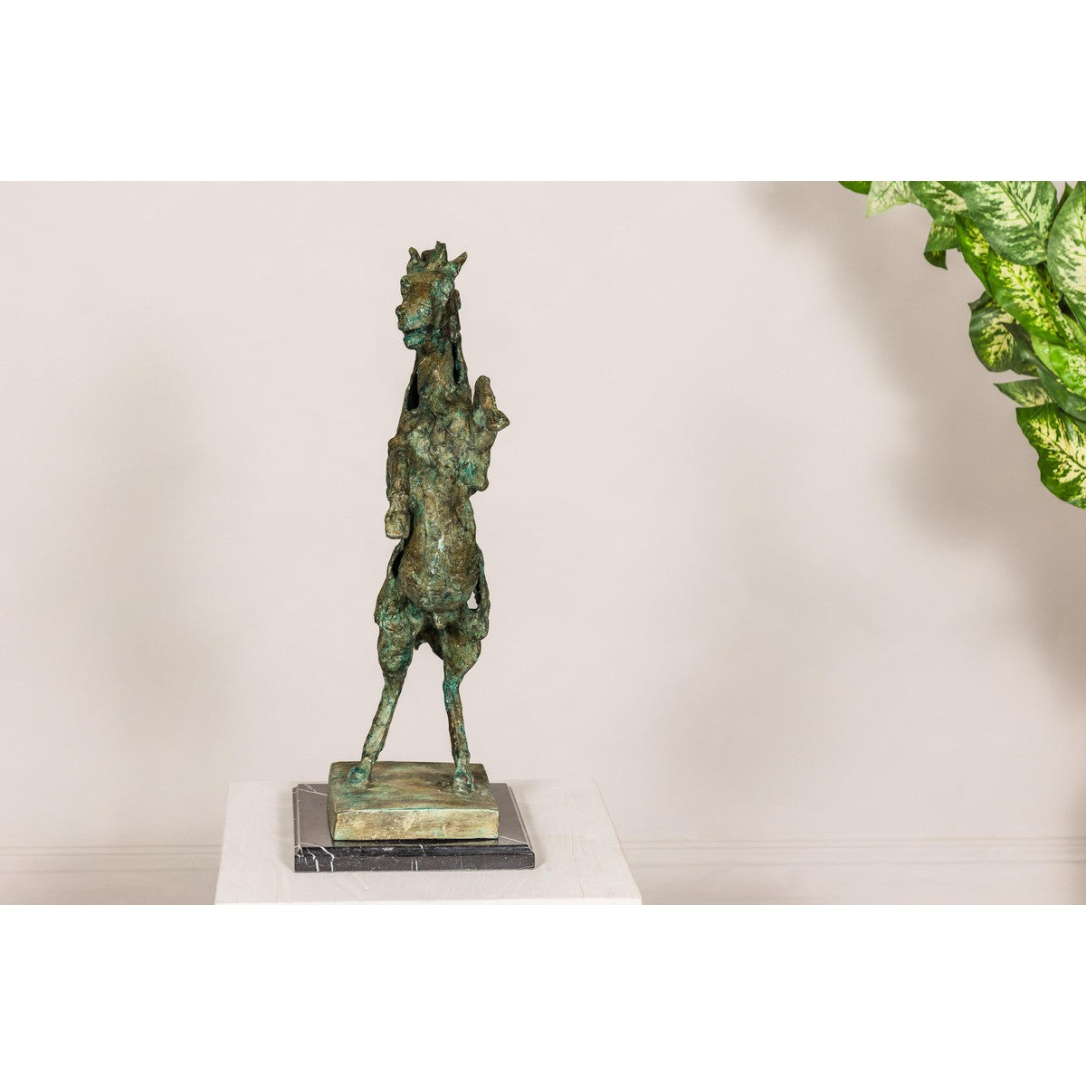 Tabletop Bronze Statue of a Rearing Horse on Custom Marble Base-10. Asian & Chinese Furniture, Art, Antiques, Vintage Home Décor for sale at FEA Home