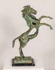 Tabletop Bronze Statue of a Rearing Horse on Custom Marble Base-1. Asian & Chinese Furniture, Art, Antiques, Vintage Home Décor for sale at FEA Home