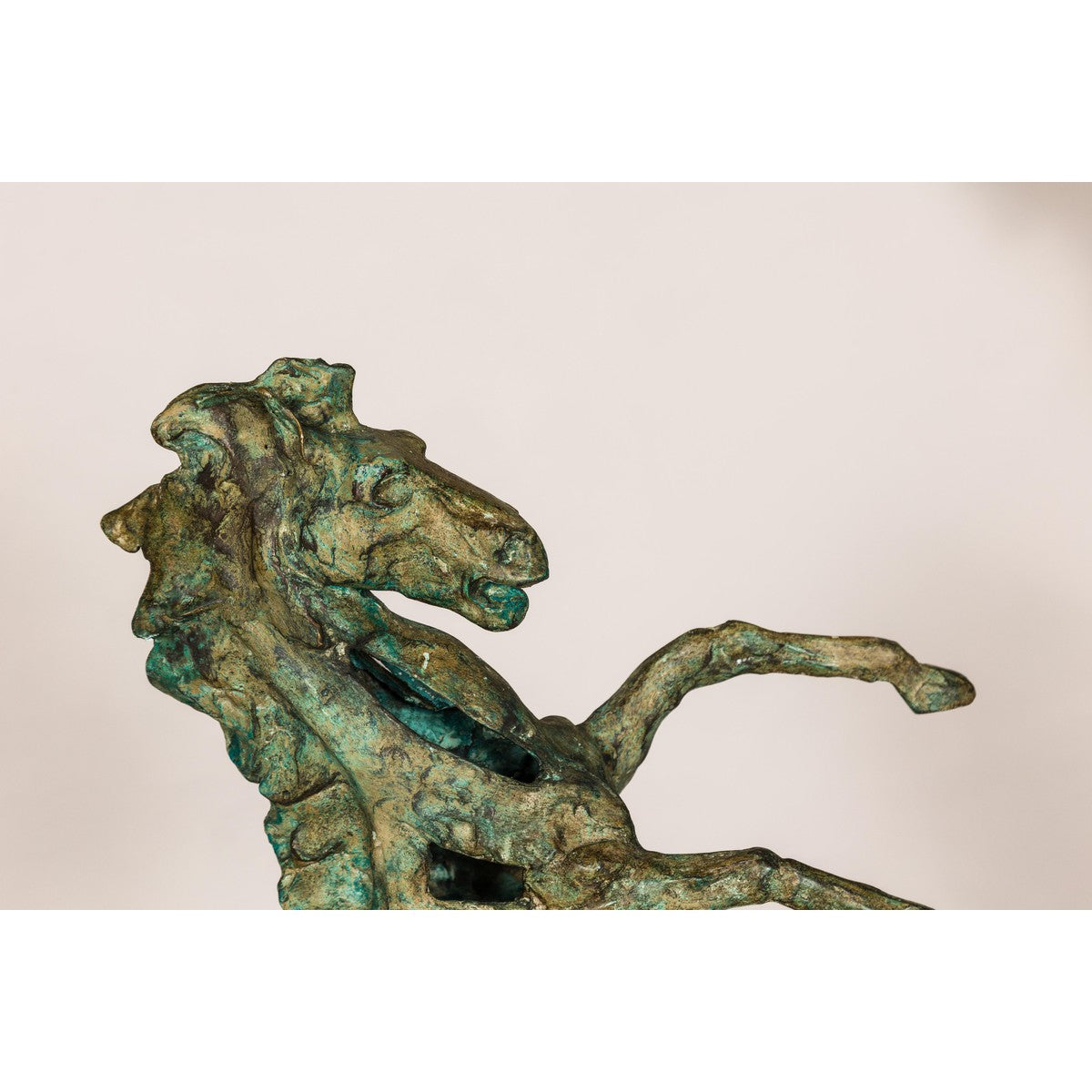Tabletop Bronze Statue of a Rearing Horse on Custom Marble Base-8. Asian & Chinese Furniture, Art, Antiques, Vintage Home Décor for sale at FEA Home