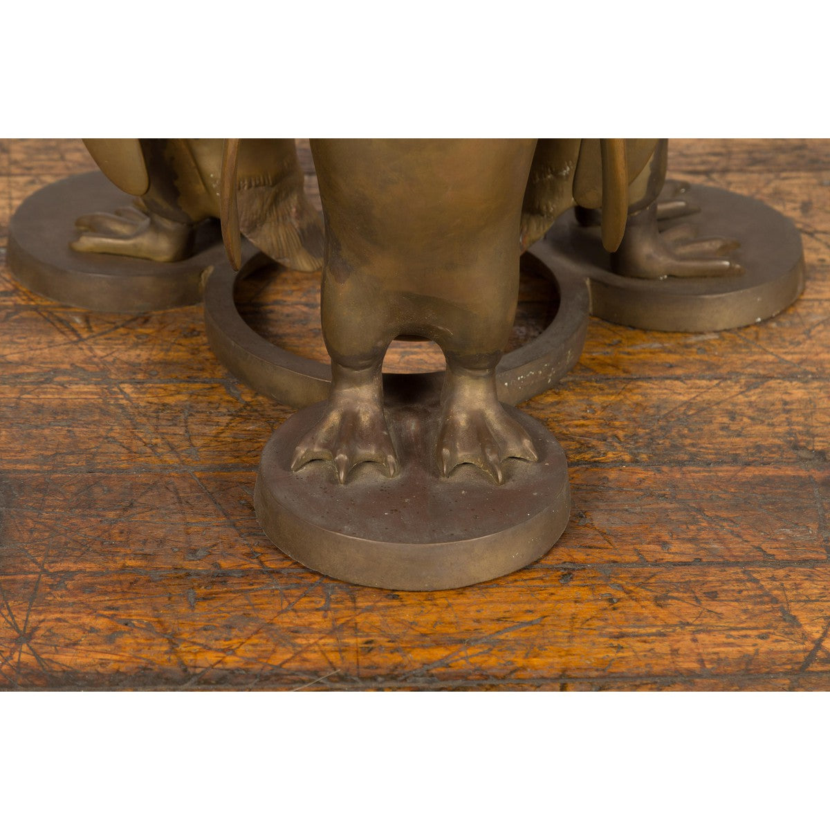 Bronze Triple Penguin Table Base with Gold Patina-10. Asian & Chinese Furniture, Art, Antiques, Vintage Home Décor for sale at FEA Home