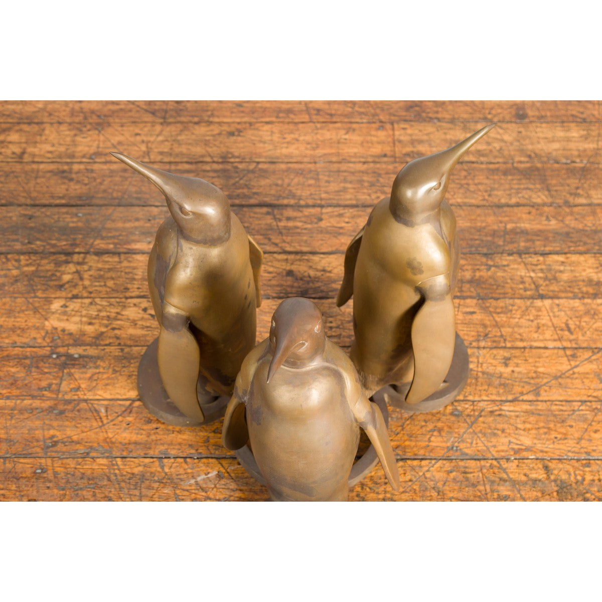 Bronze Triple Penguin Table Base with Gold Patina-7. Asian & Chinese Furniture, Art, Antiques, Vintage Home Décor for sale at FEA Home