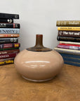 Round Blush Ceramic Vase with Brown Neck and Crackle Glaze, SKU , image 2