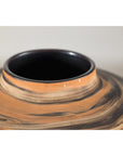 Round Ceramic Artisan Vase with Swirled Earth-Tone Design