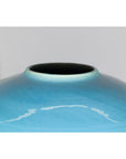 Round Ceramic Vase with Turquoise Glaze & Brown Bottom