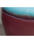 Round Ceramic Vase with Turquoise Glaze & Brown Bottom