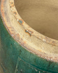 Round Green Glazed Ceramic Jar with Chinese Markings - FEA Home