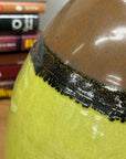 Round Pistachio Green Ceramic Vase with Brown Curved Top - FEA Home