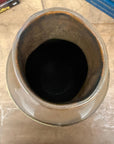 Round Pistachio Green Ceramic Vase with Brown Curved Top - FEA Home