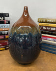 Rounded Brown and Blue Ceramic Vase with Narrow Neck, SKU , image 4