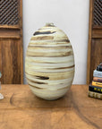 Rounded Cream and Brown Swirled Ceramic Vase - FEA Home