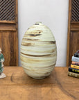 Rounded Cream and Brown Swirled Ceramic Vase - FEA Home