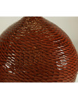 Rounded Red-Brown Glossy Textured Honeycomb Ceramic Vase - image 6