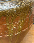 Rustic Brown Pottery Planter Jar with Pattern and Drip Glaze - FEA Home