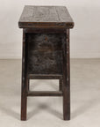 Rustic carved Chinese cabinet, side view