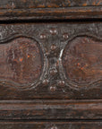 Close-up of drawer fronts and brass ring pulls
