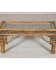 Rustic Coffee Table with Antique Ironwork and Custom Glass - Vintage-13. Asian & Chinese Furniture, Art, Antiques, Vintage Home Décor for sale at FEA Home