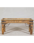 Rustic Coffee Table with Antique Ironwork and Custom Glass - Vintage-16. Asian & Chinese Furniture, Art, Antiques, Vintage Home Décor for sale at FEA Home