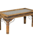 Rustic Coffee Table with Antique Ironwork and Custom Glass - Vintage-1. Asian & Chinese Furniture, Art, Antiques, Vintage Home Décor for sale at FEA Home