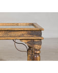 Rustic Coffee Table with Antique Ironwork and Custom Glass - Vintage-5. Asian & Chinese Furniture, Art, Antiques, Vintage Home Décor for sale at FEA Home