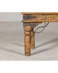 Rustic Coffee Table with Antique Ironwork and Custom Glass - Vintage-6. Asian & Chinese Furniture, Art, Antiques, Vintage Home Décor for sale at FEA Home
