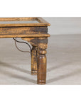 Rustic Coffee Table with Antique Ironwork and Custom Glass - Vintage-7. Asian & Chinese Furniture, Art, Antiques, Vintage Home Décor for sale at FEA Home